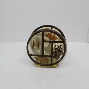 Vintage Colorflo Lucite Pressed Flowers Napkin Holder